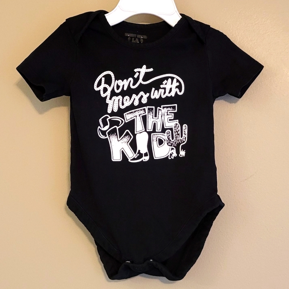 "Don't mess with The Kid" black onesie/bodysuit